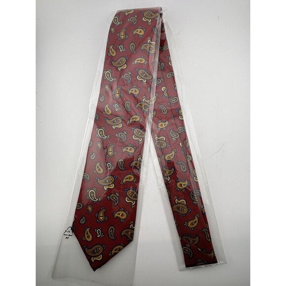 Vtg Dolce & Gabbana Made in Italy Men's Silk Neck Tie Red, Yellow, Navy Paisley - Picture 7 of 7